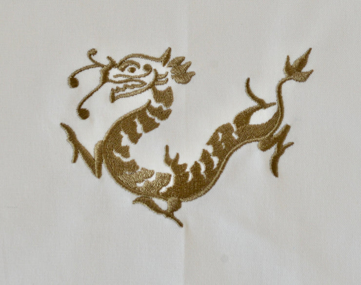 Embroidered Dragon Tea Towel by Zest of Asia, Gold