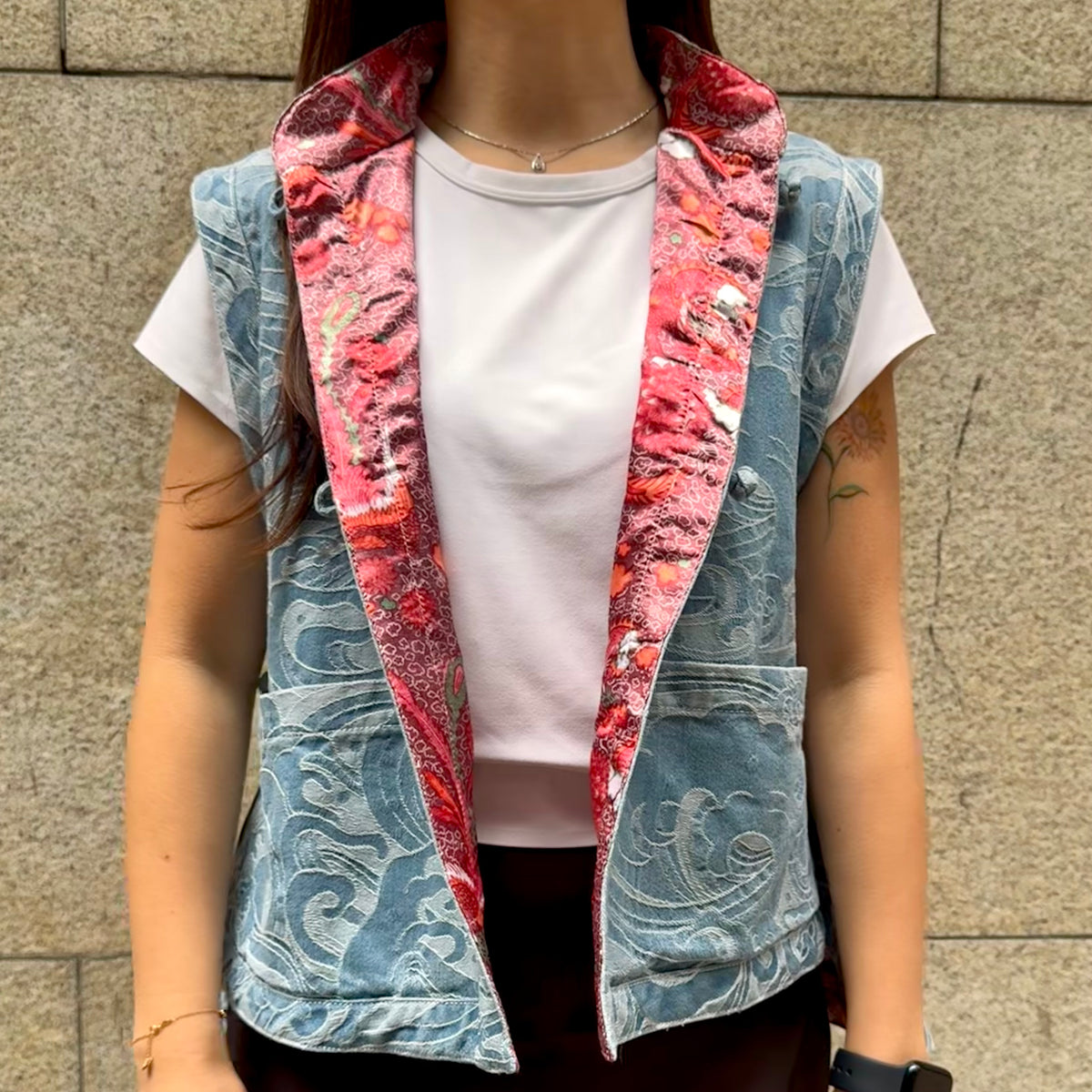 Jacquard Denim Vest main image 0