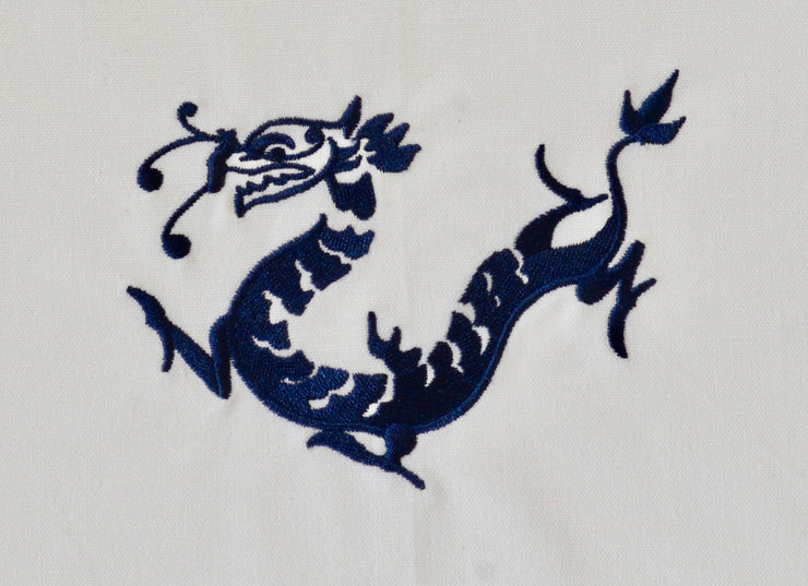 Embroidered Dragon Tea Towel by Zest of Asia, Blue