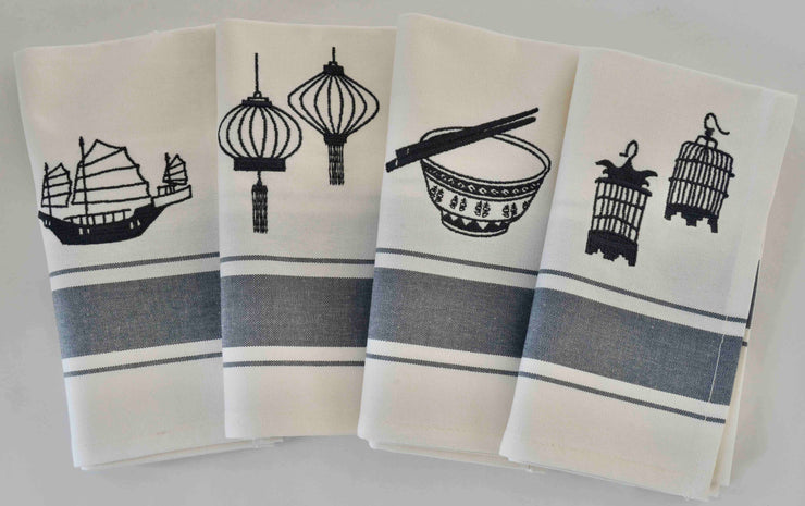 Embroidered Napkin Set by Zest of Asia, Grey