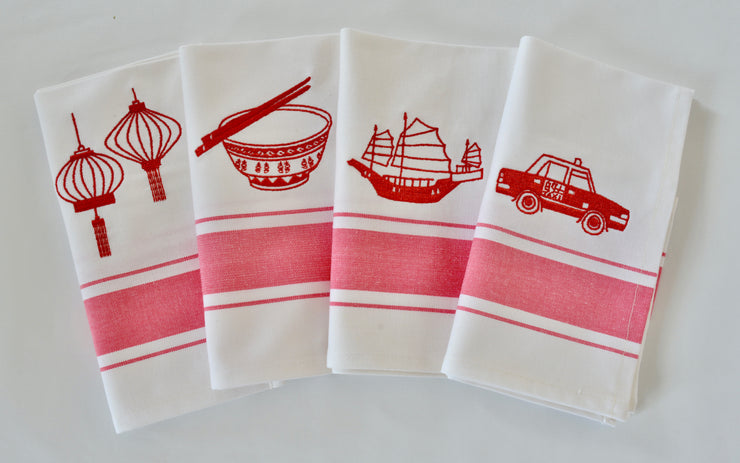 Embroidered Napkin Set By Zest of Asia, Red