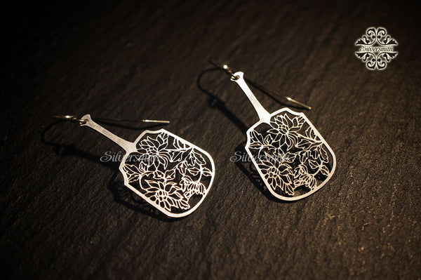 Chinese Moon-shaped Fan Earring (1pc) by Silversmith