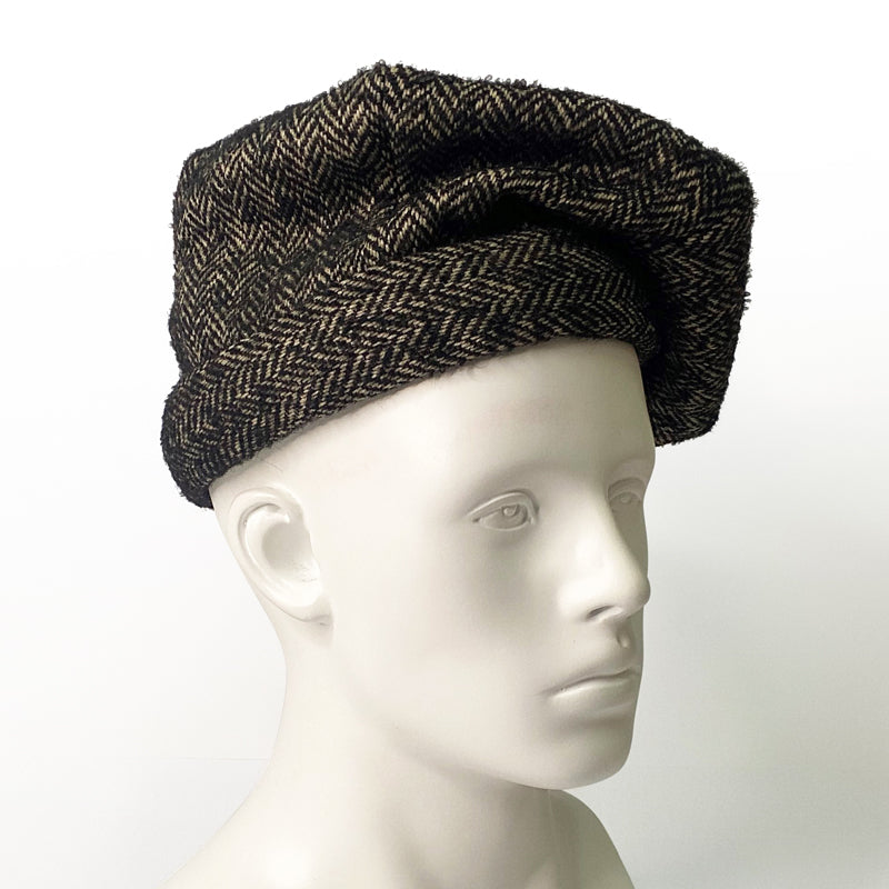 Puffed Felt Hat, Herringbone Brown