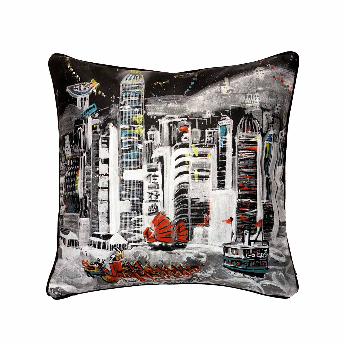 Hong Kong Festive Skyline DoubleSided Cushion Cover, 45 x 45 cm