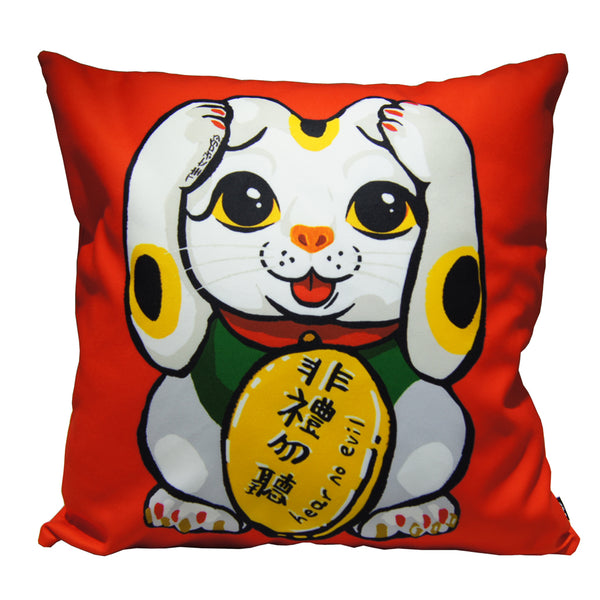 'Lucky Cat - I Hear No Evil' cushion cover, Homeware, Goods of Desire, Goods of Desire