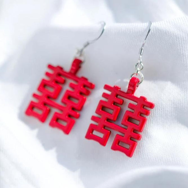 Double Happiness Earrings, Red by créature de keis
