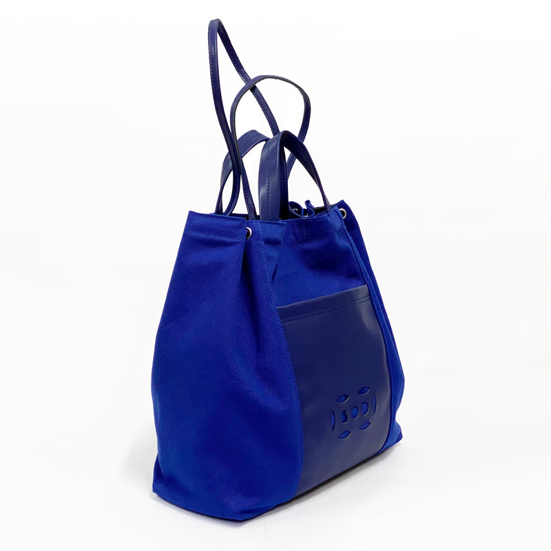 Double Coin Canvas Tote, Blue
