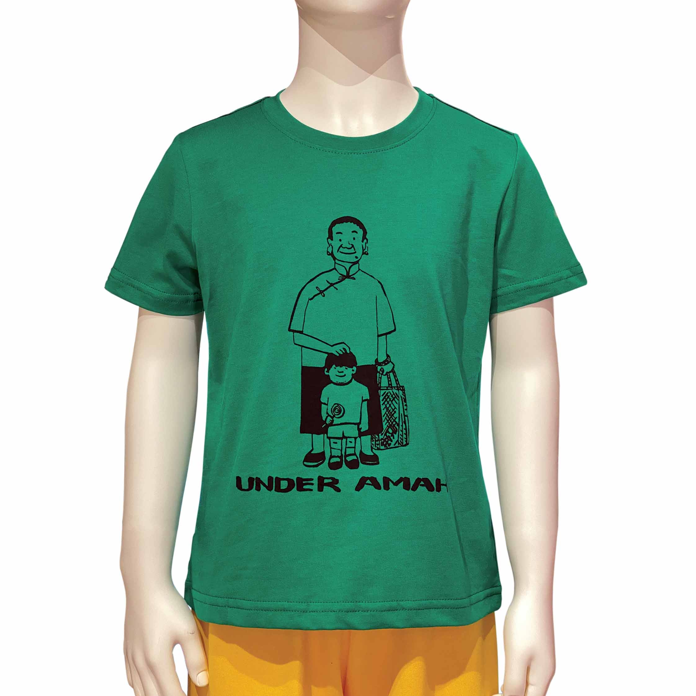 'Under Amah' Kids T-shirt, Forest Green