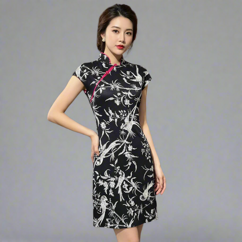 White Birds Qipao Dress
