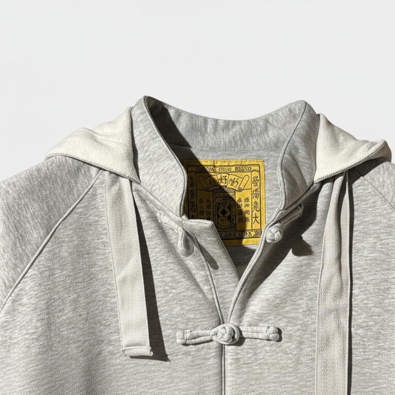 Knot Button Hoodie, Grey
