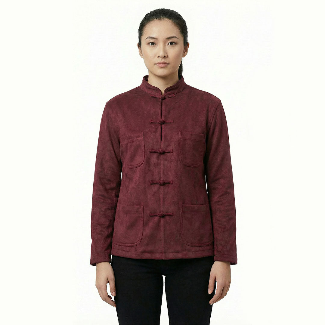 Four Pockets Micro Suede Jacket, Red