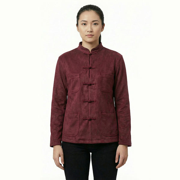 Four Pockets Micro Suede Jacket, Red