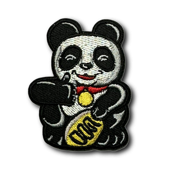 Metallic Embroidered Patch - Panda with thumbs up