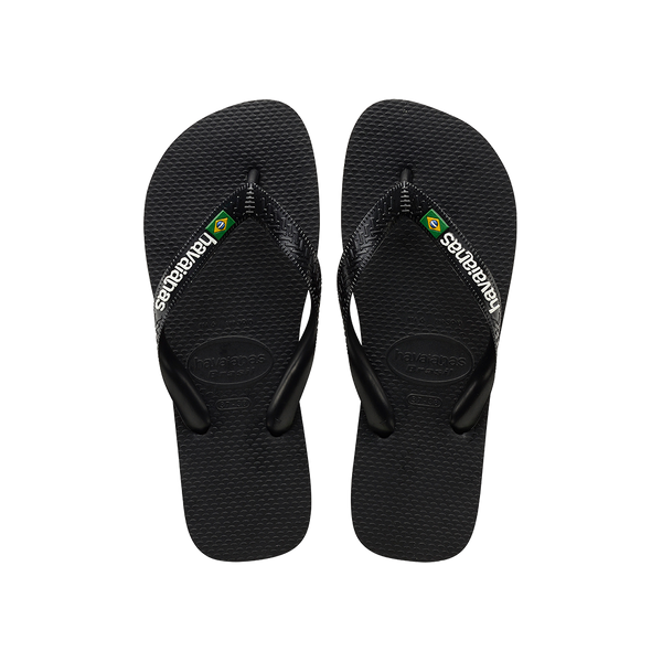 Brasil Logo Flip Flops By Havaianas, Black/Black,Top