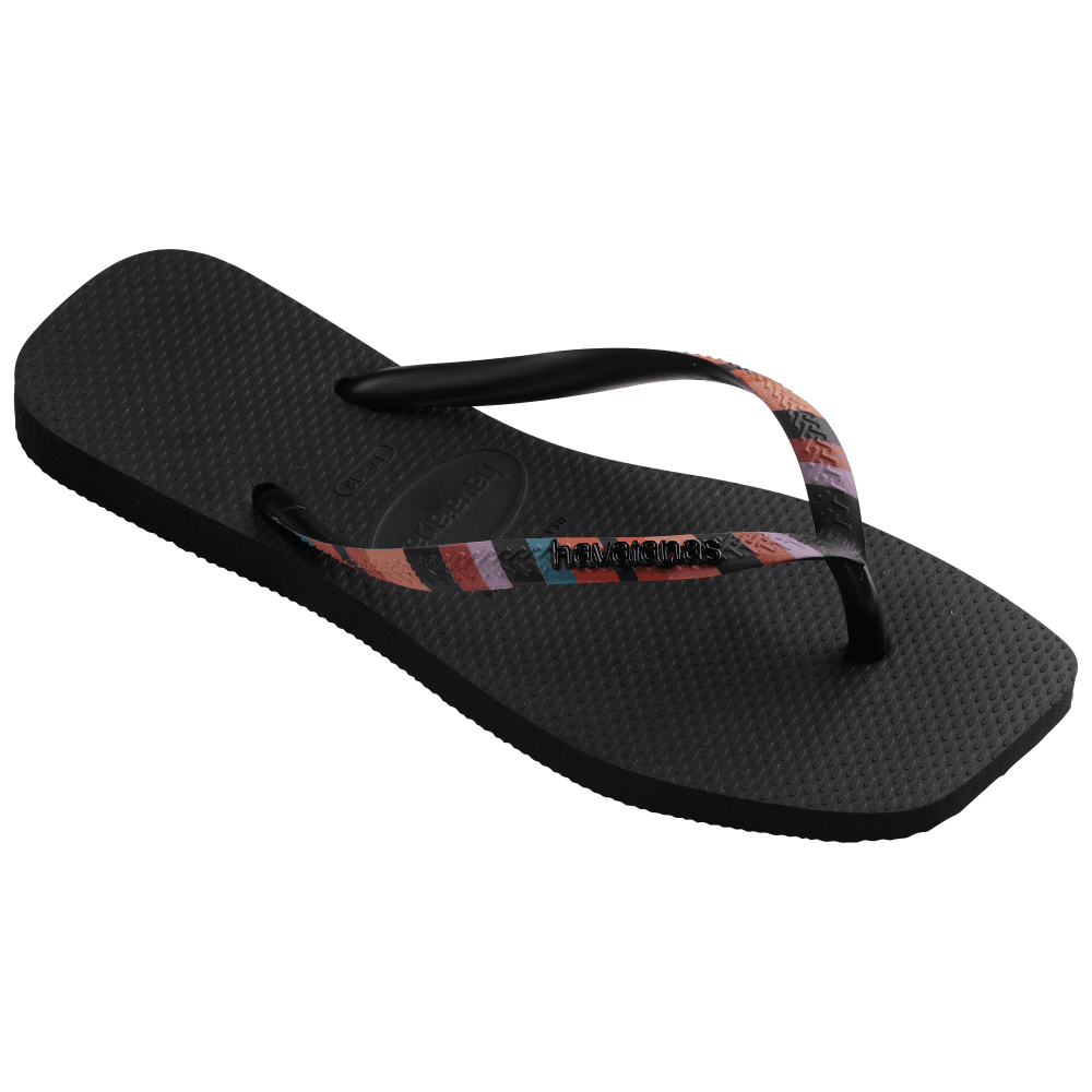 Havaianas Slim Square Patchwork Flip Flops, Black