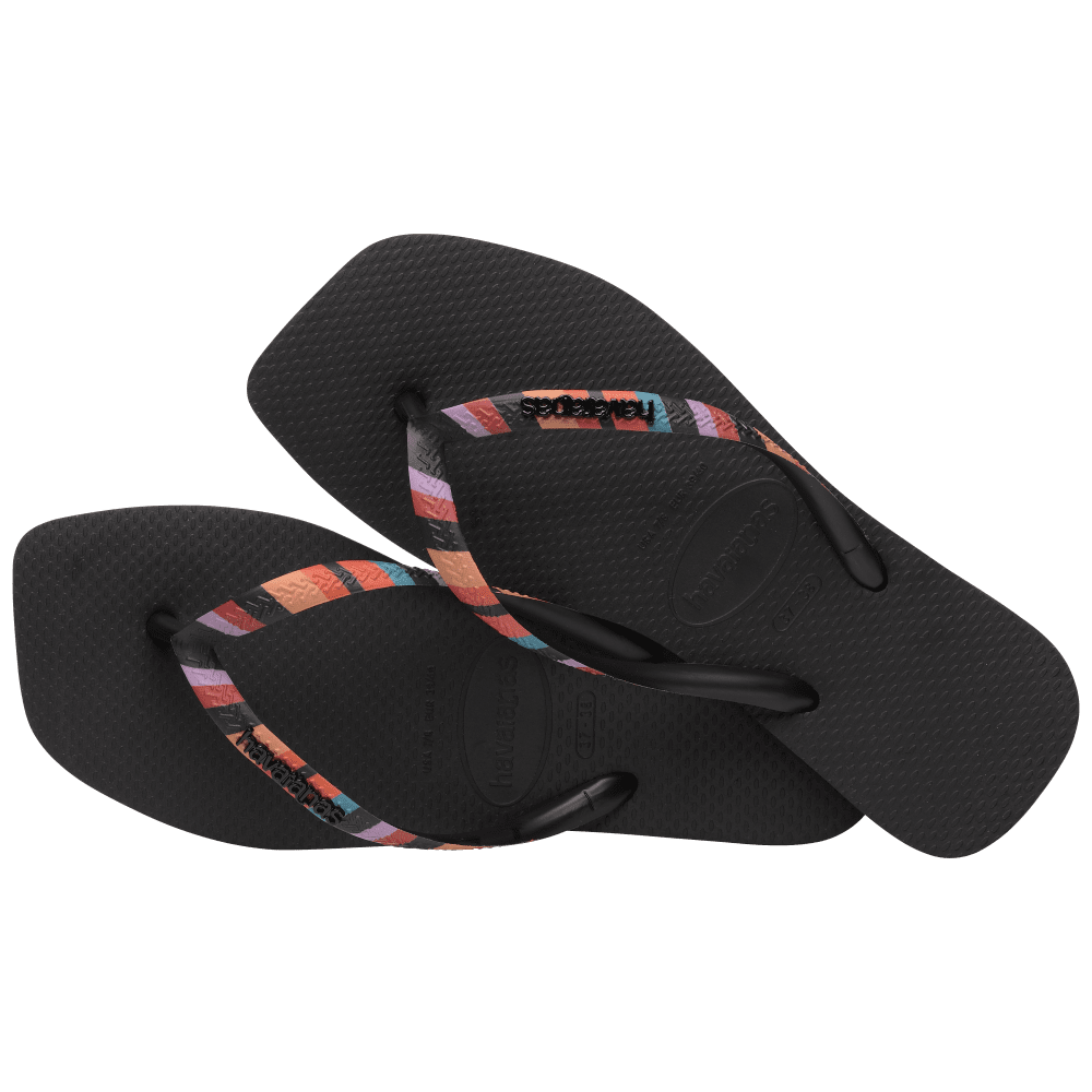 Havaianas Slim Square Patchwork Flip Flops, Black