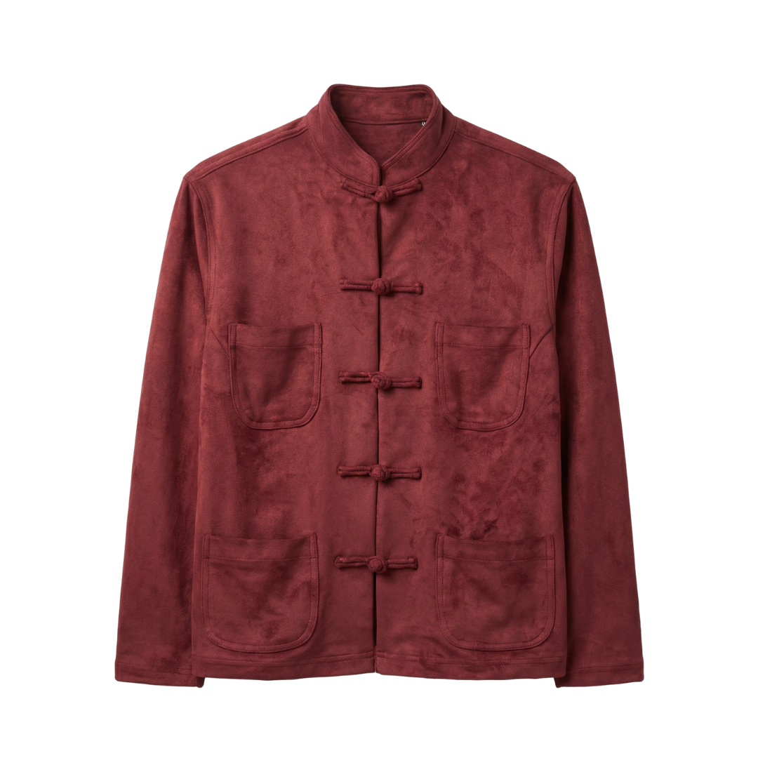 Four Pockets Micro Suede Jacket, Red