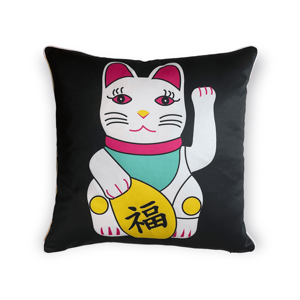 Lucky Cat Cushion Cover by Liz Fry Design