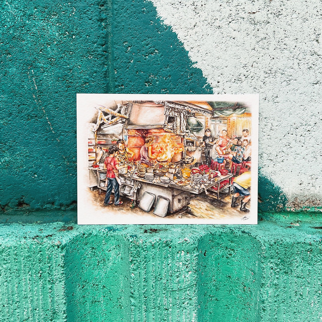 'Markets & Stalls' Postcard Set of 6 by Alvin Lam