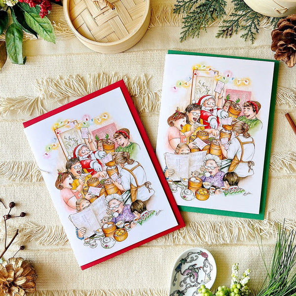 Christmas Dim Sum Fight Greeting Card by Alvin Lam
