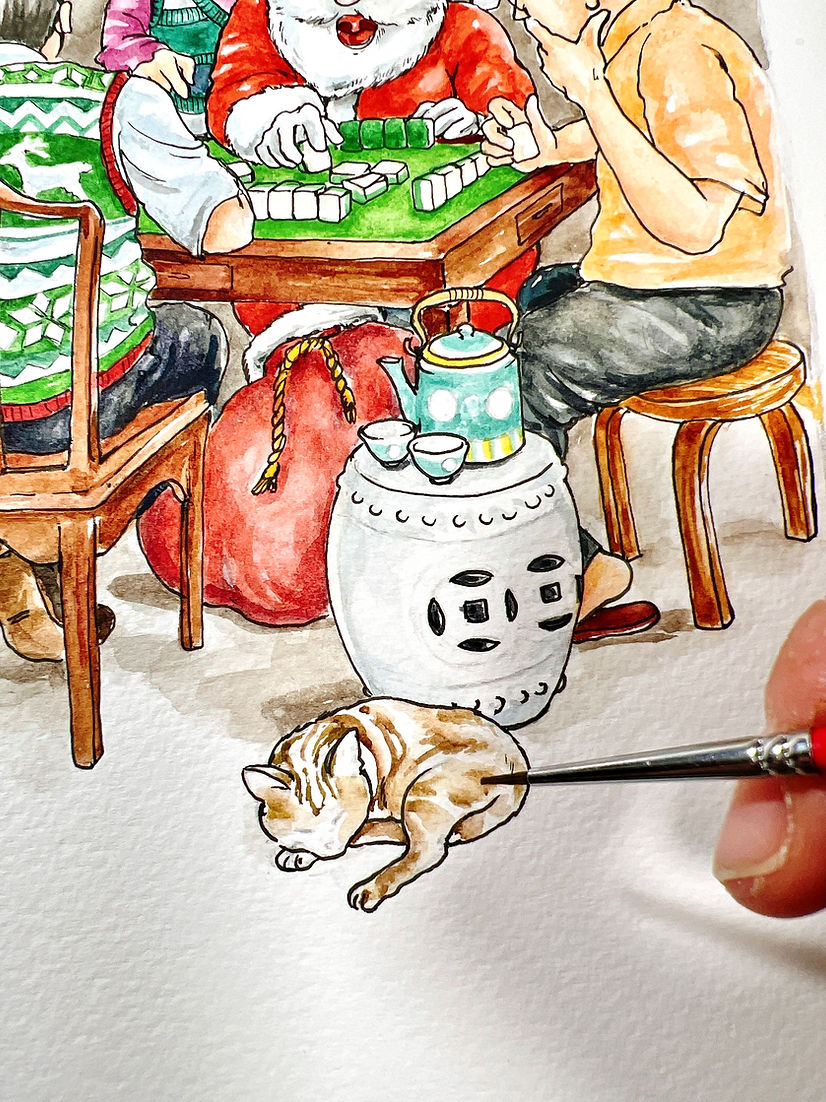 Christmas Mahjong Greeting Card by Alvin Lam