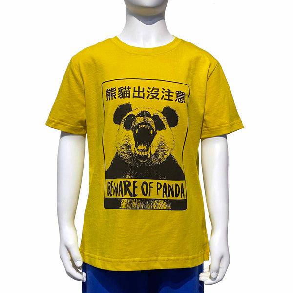 Beware of Panda Kids T-shirt, Yellow