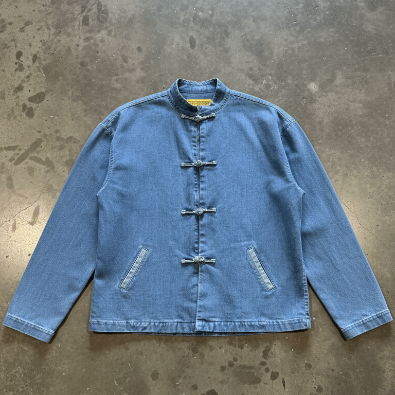 Denim Jacket with angled welt pockets, Light Blue