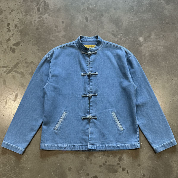 Denim Jacket with angled welt pockets, Light Blue