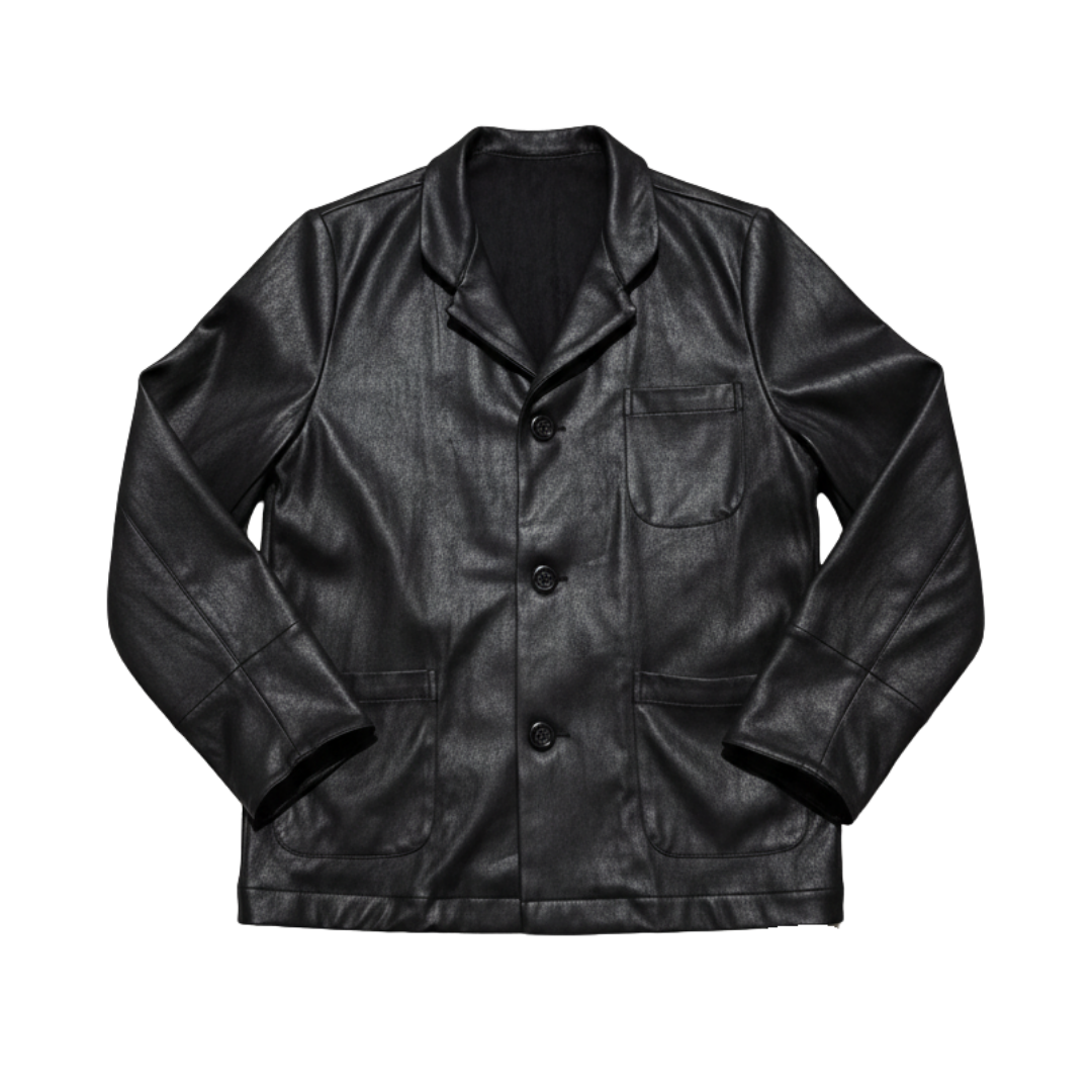 Faux Leather Chinese Blazer