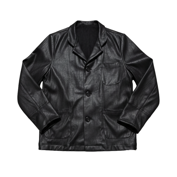 Faux Leather Chinese Blazer