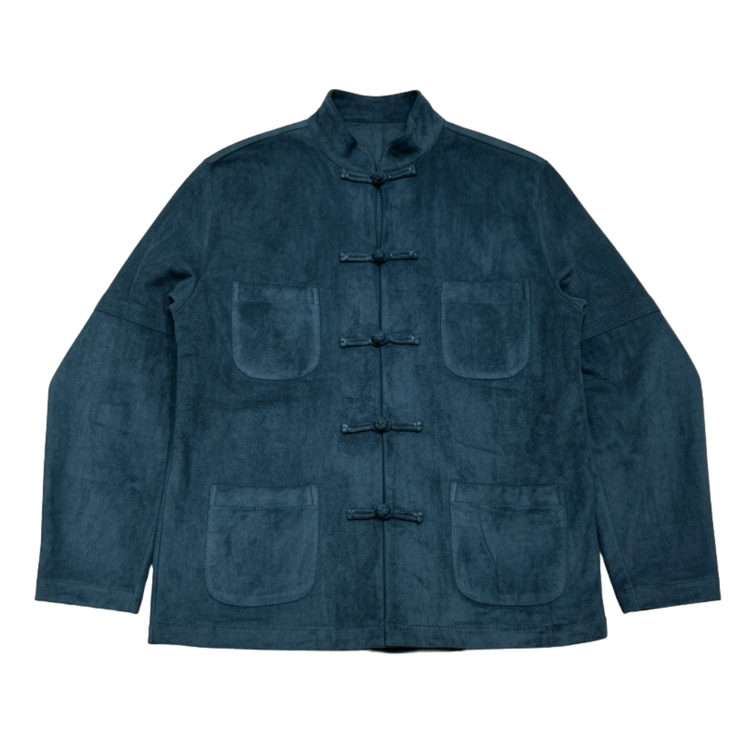 Four Pockets Micro Suede Jacket, Tidewater Green