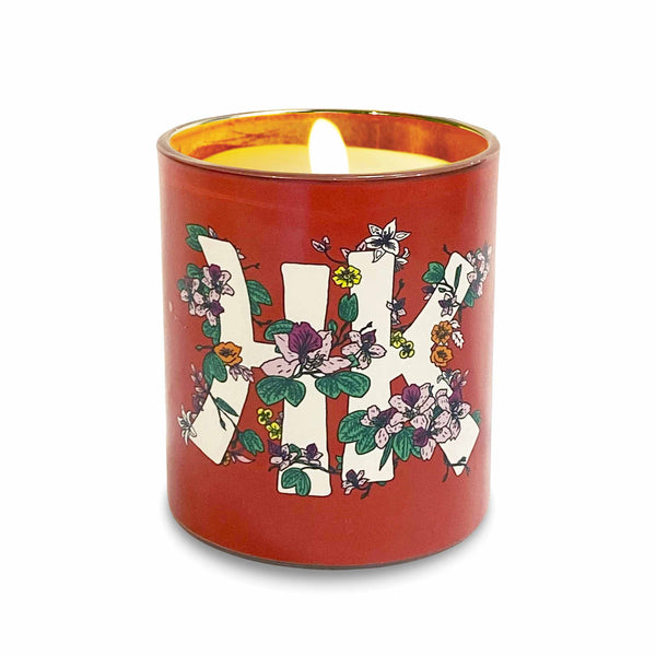 Red HK Floral Scented Jar Candle, Cinnamon Apple Scent