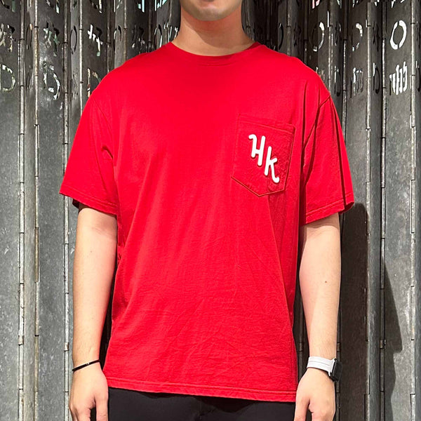 HK Logo Oversized Pocket T-shirt, Red