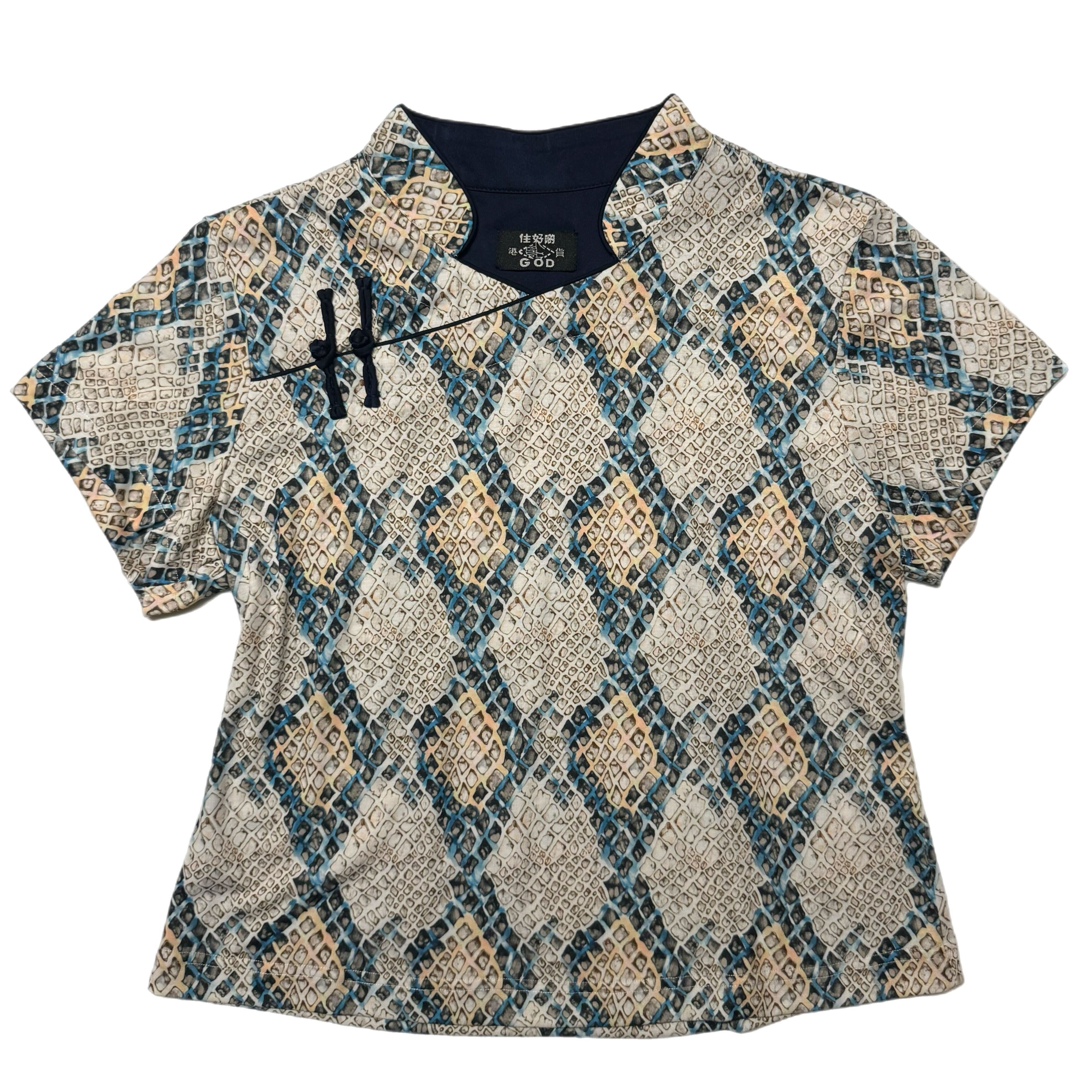 Qipolo Top, Mosaic Blue