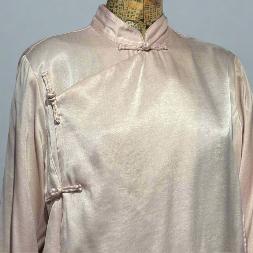 High Low Cheongsam with contrast lining, Pink
