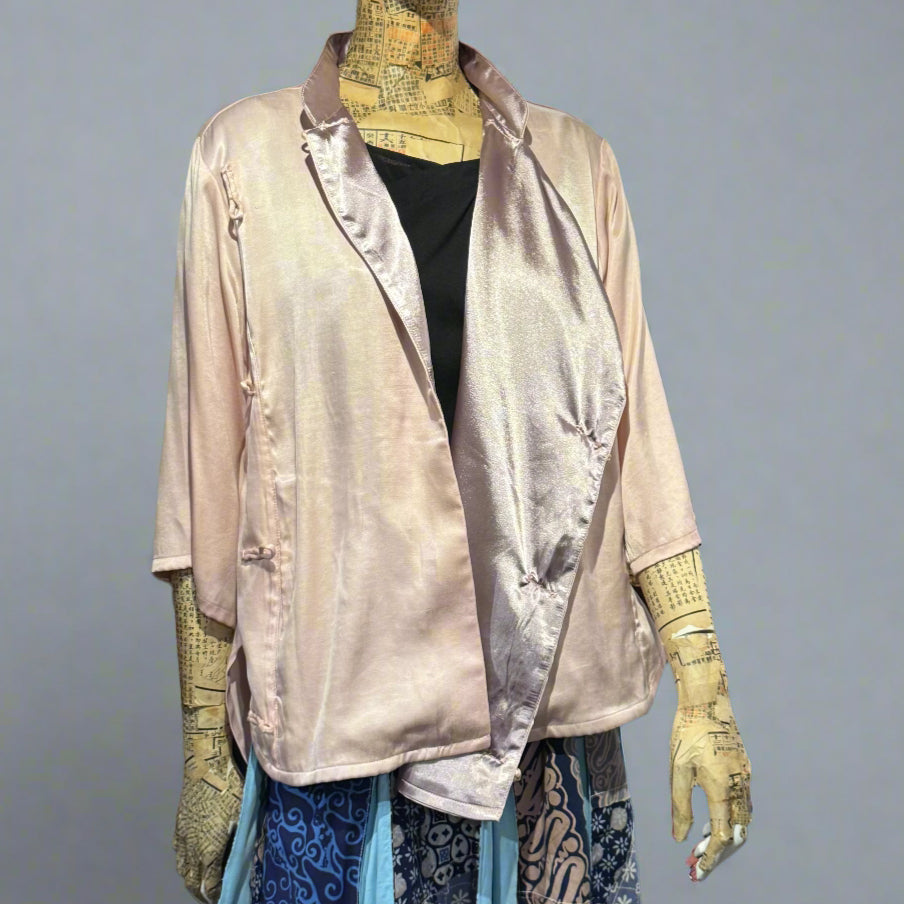 High Low Cheongsam with contrast lining, Pink