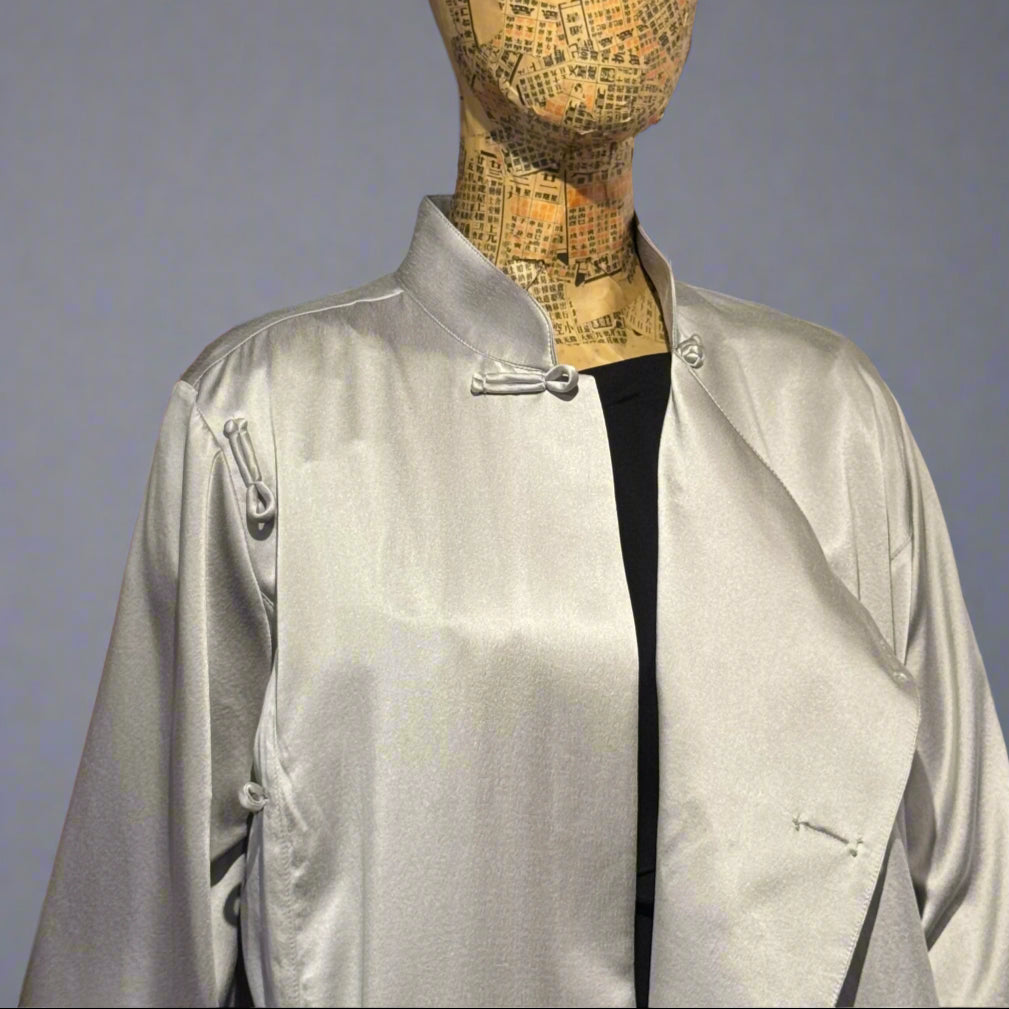 Silk High Low Shirt, Silver Grey
