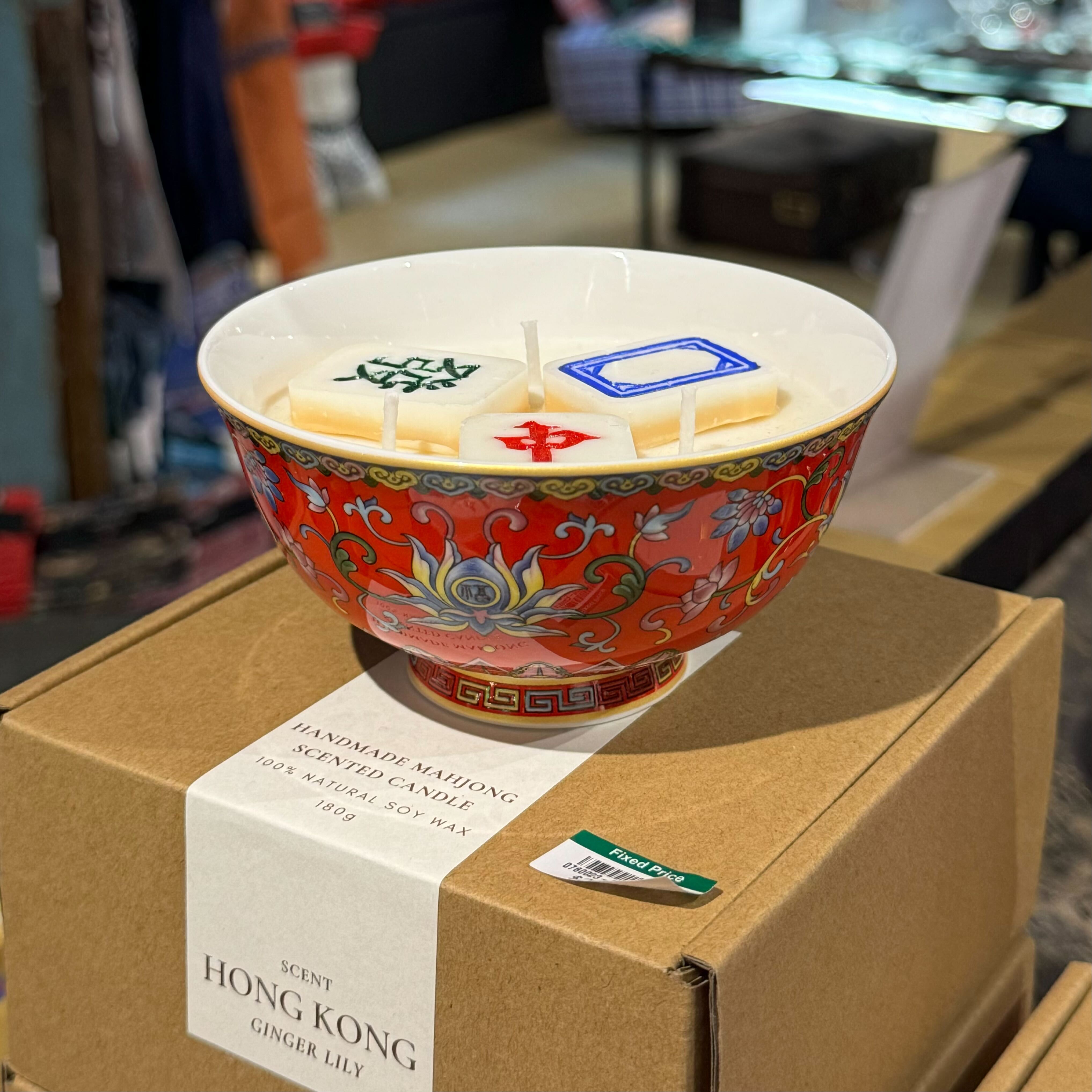 Chinese Bowl with Mahjong tiles candle