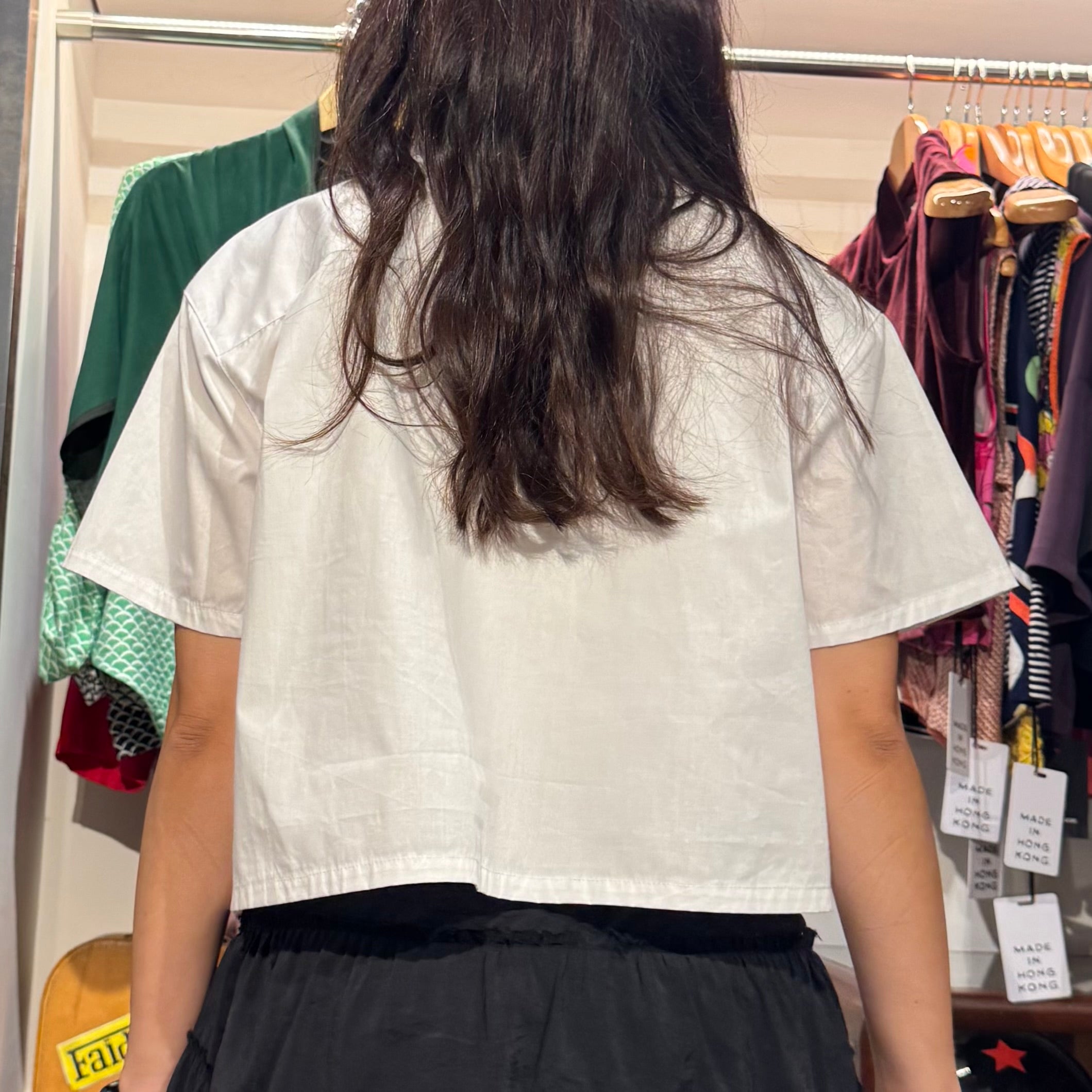 Short sleeve cropped shirt with Chinese button