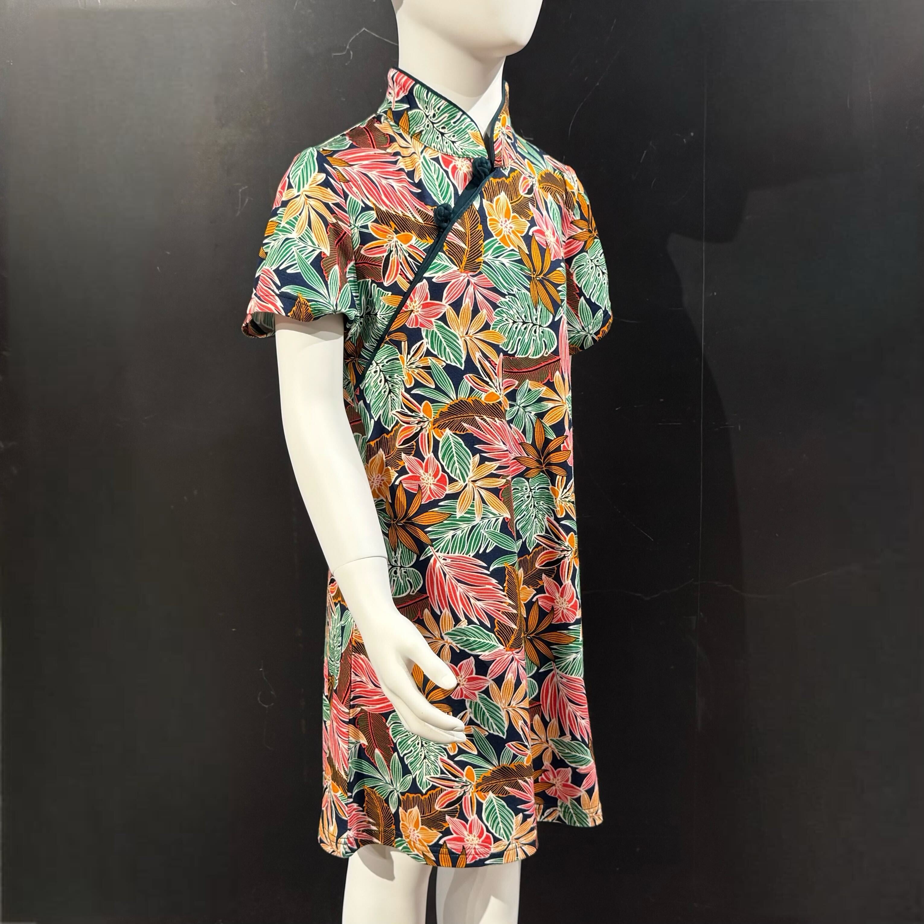 Kids Tropical Flowers Qipao Dress