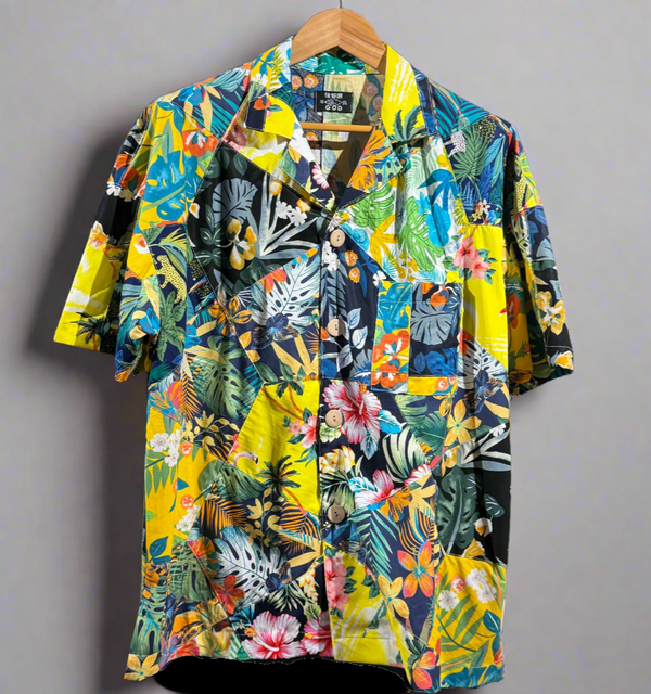 Patchwork Hawaiian Shirt, Tropical Floral