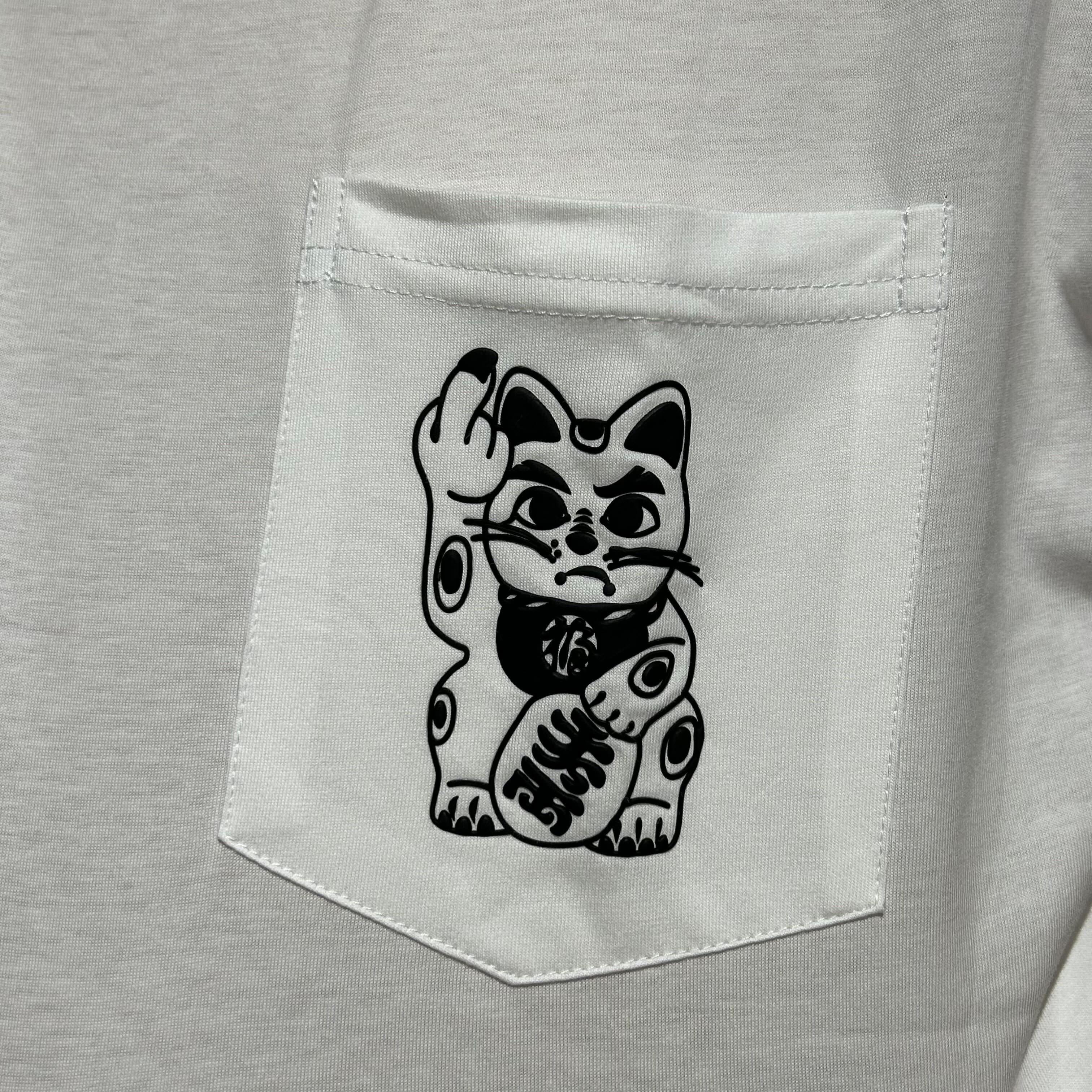 Angry Cat Oversized Pocket T-shirt, White