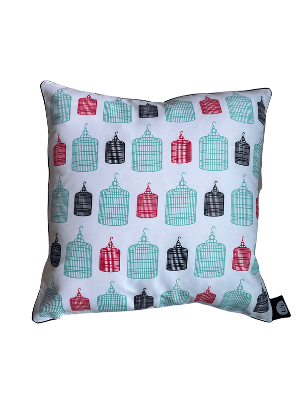 Yuen Po (Bird Cages) Cushion Cover by Liz Fry Design