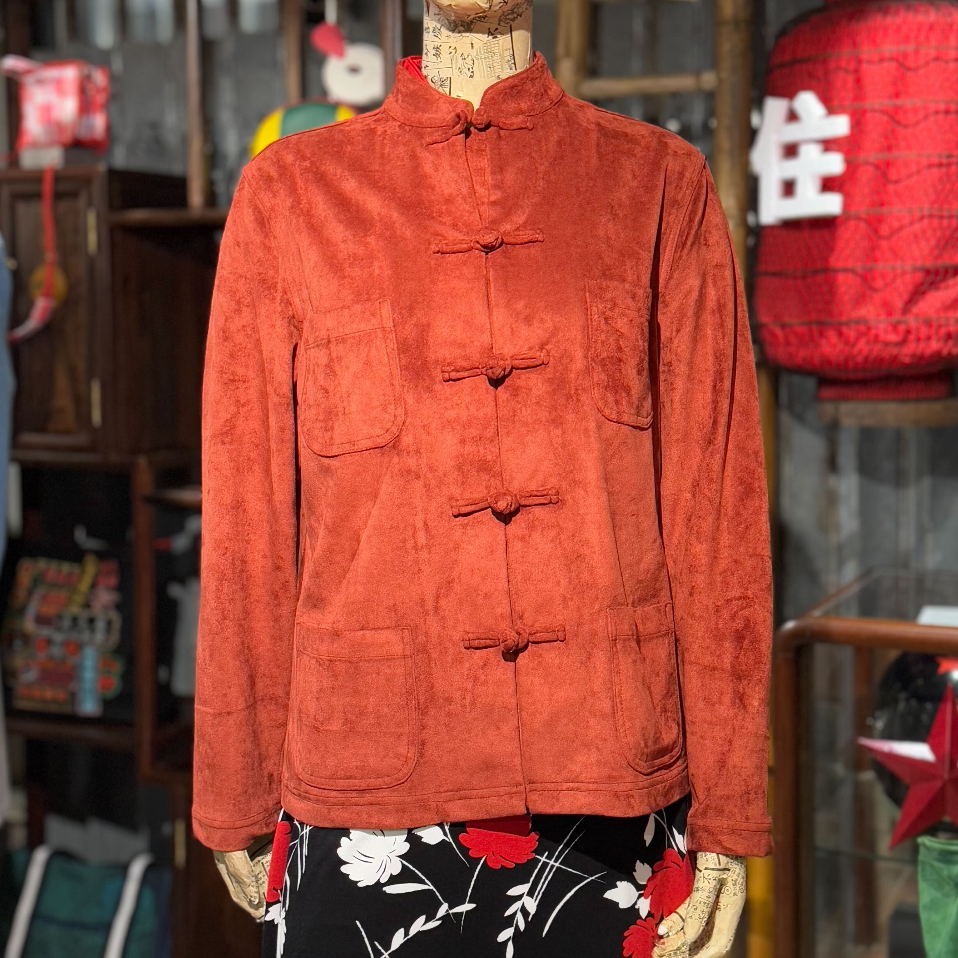 Four Pockets Micro Suede Jacket, Brick Red