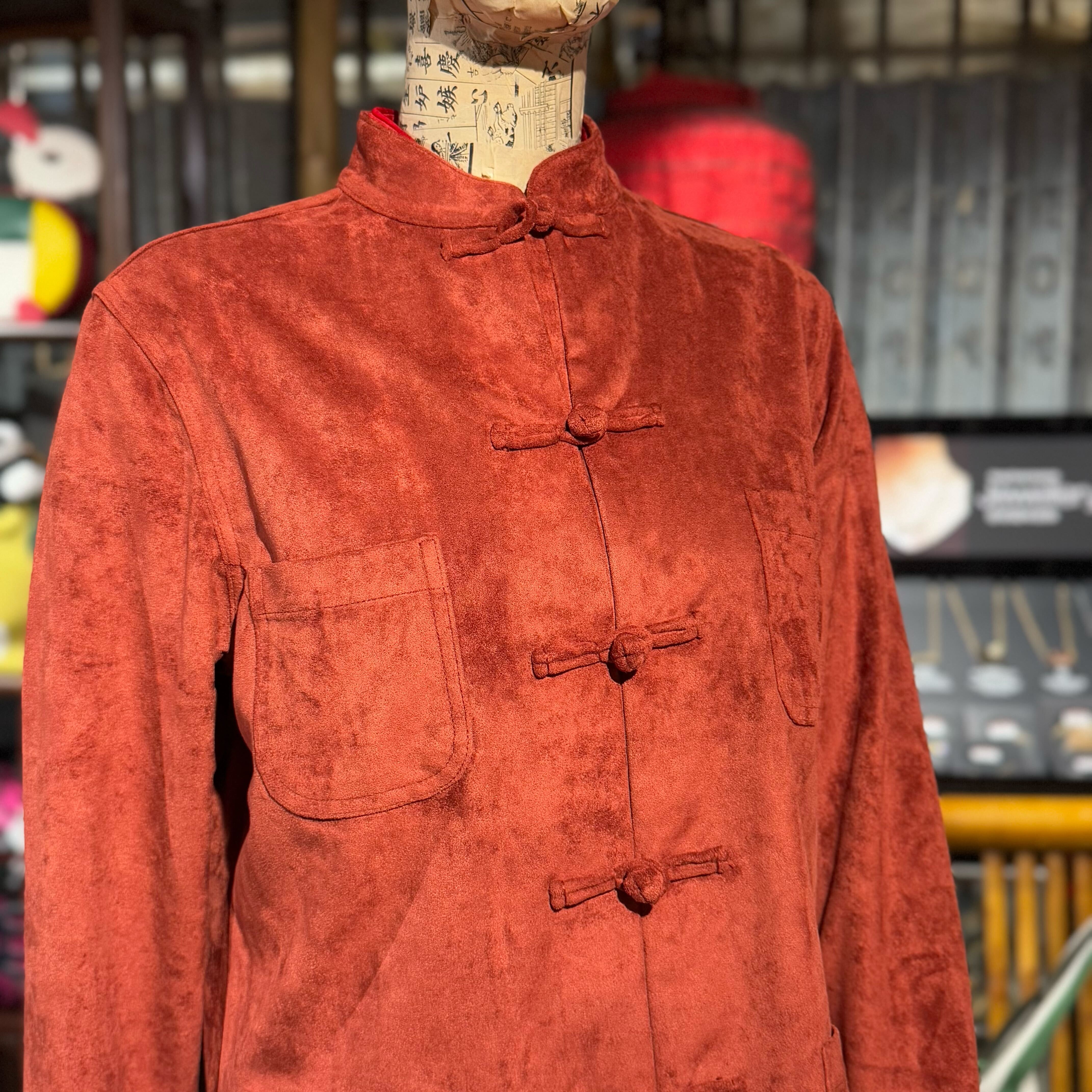 Four Pockets Micro Suede Jacket, Brick Red