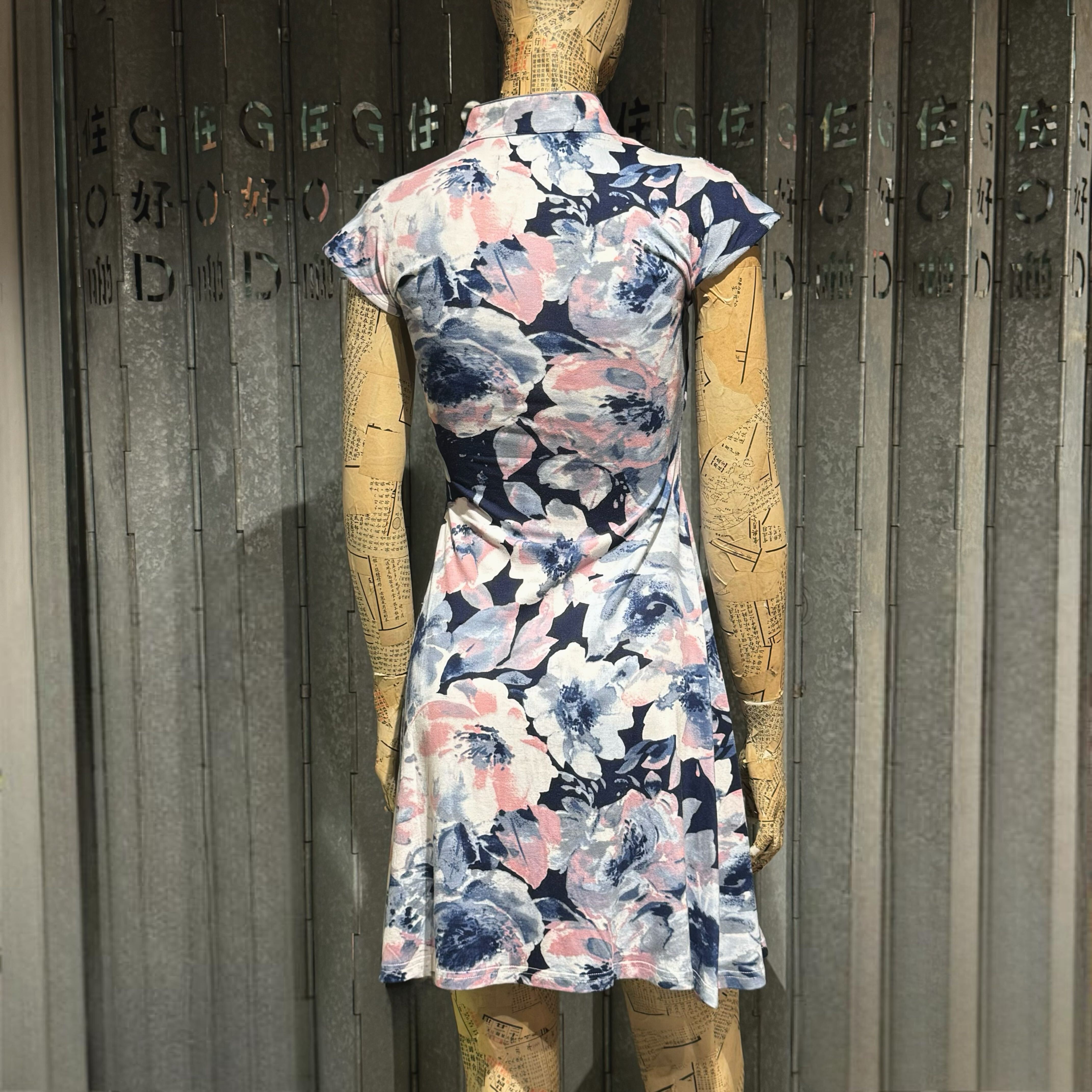 Water Paint Print Qipao Dress