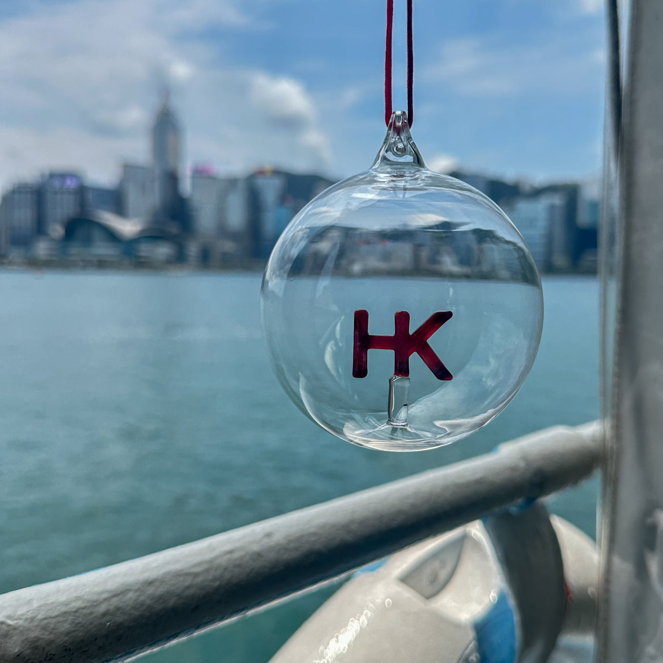 Hanging Decoration - HK Letter Glass Bauble by Lion Rock Press
