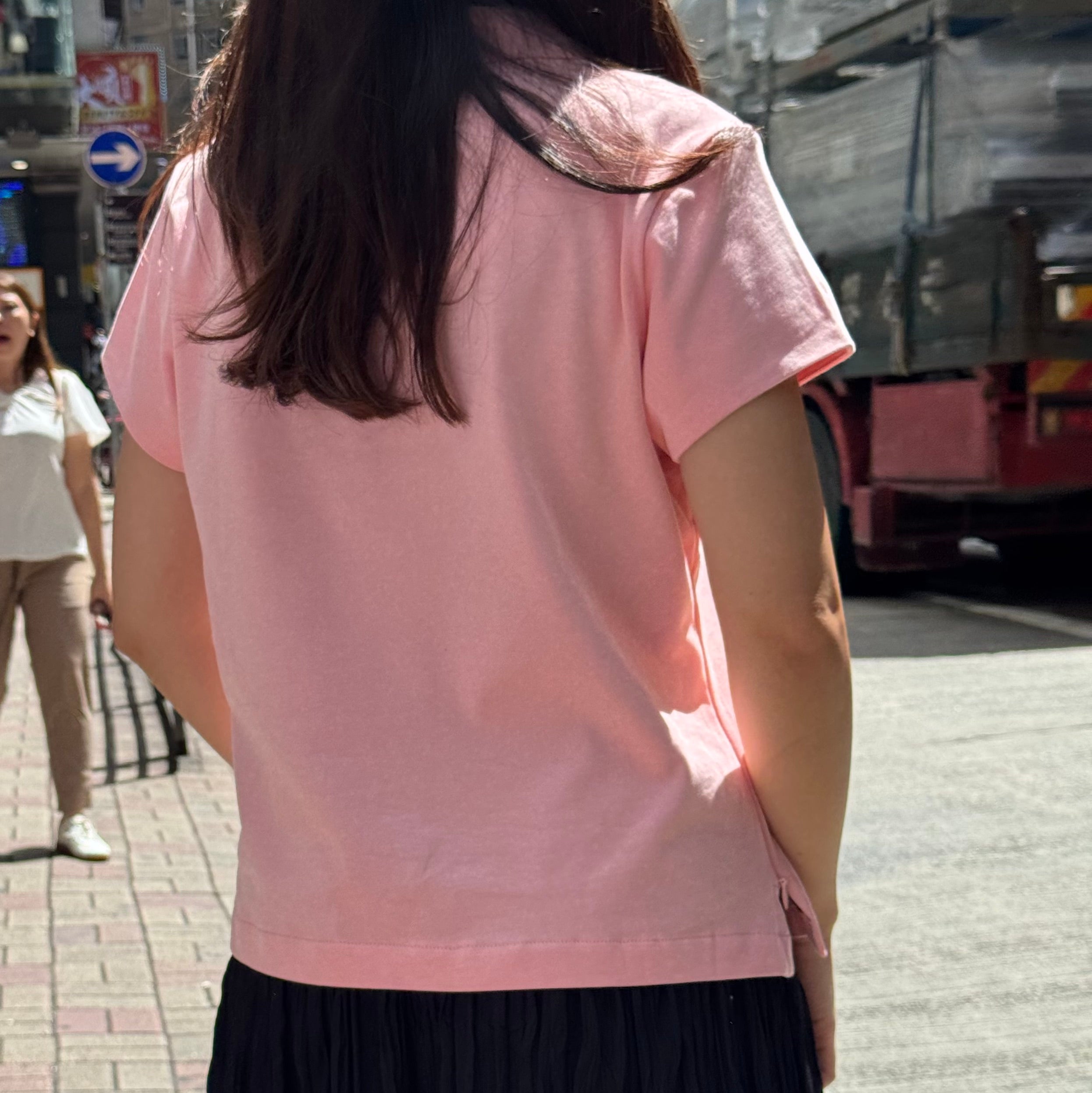 Cotton Qipolo Top with Jet Pocket, Pink
