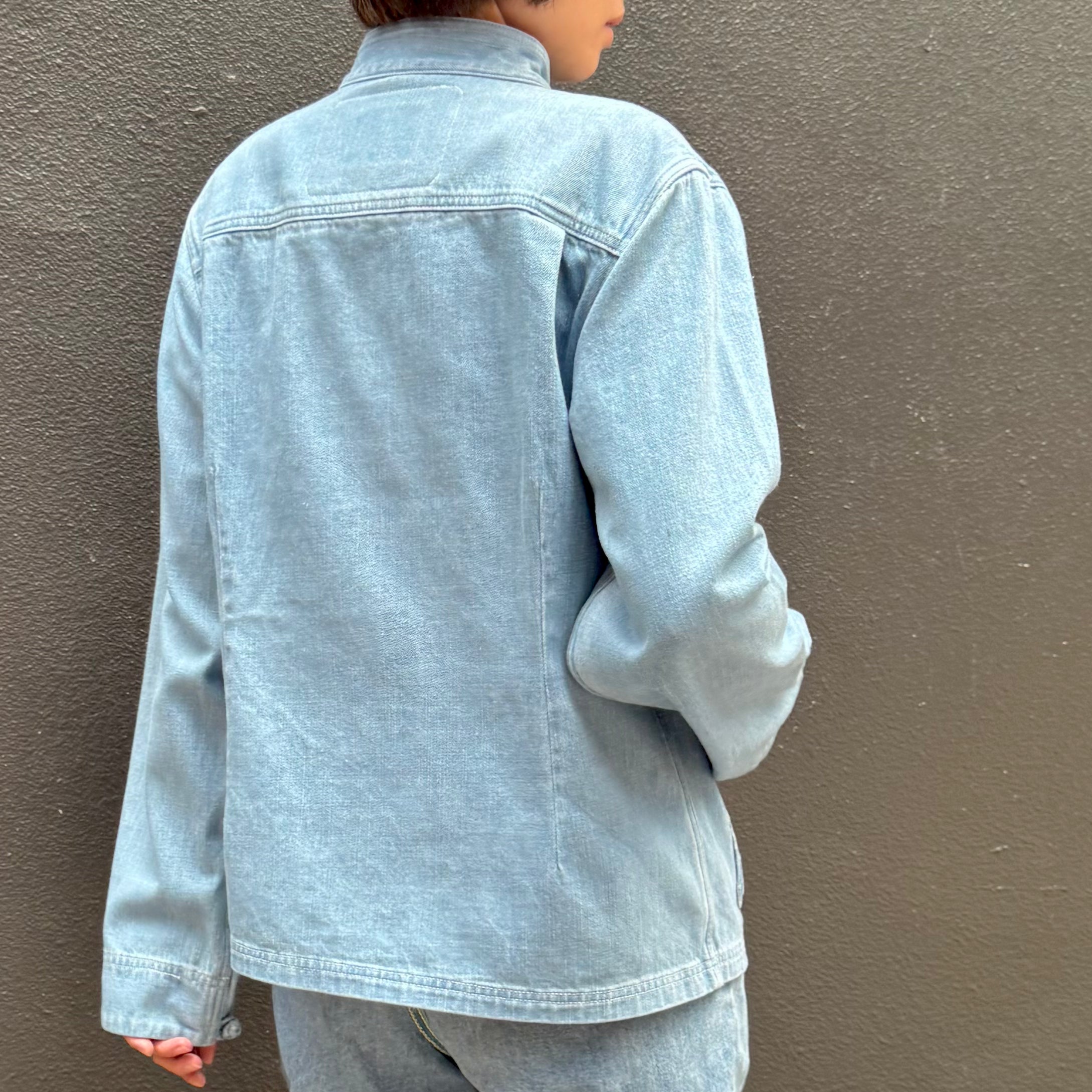 Women's Denim Jacket with four Jacquard Pockets, Light Blue