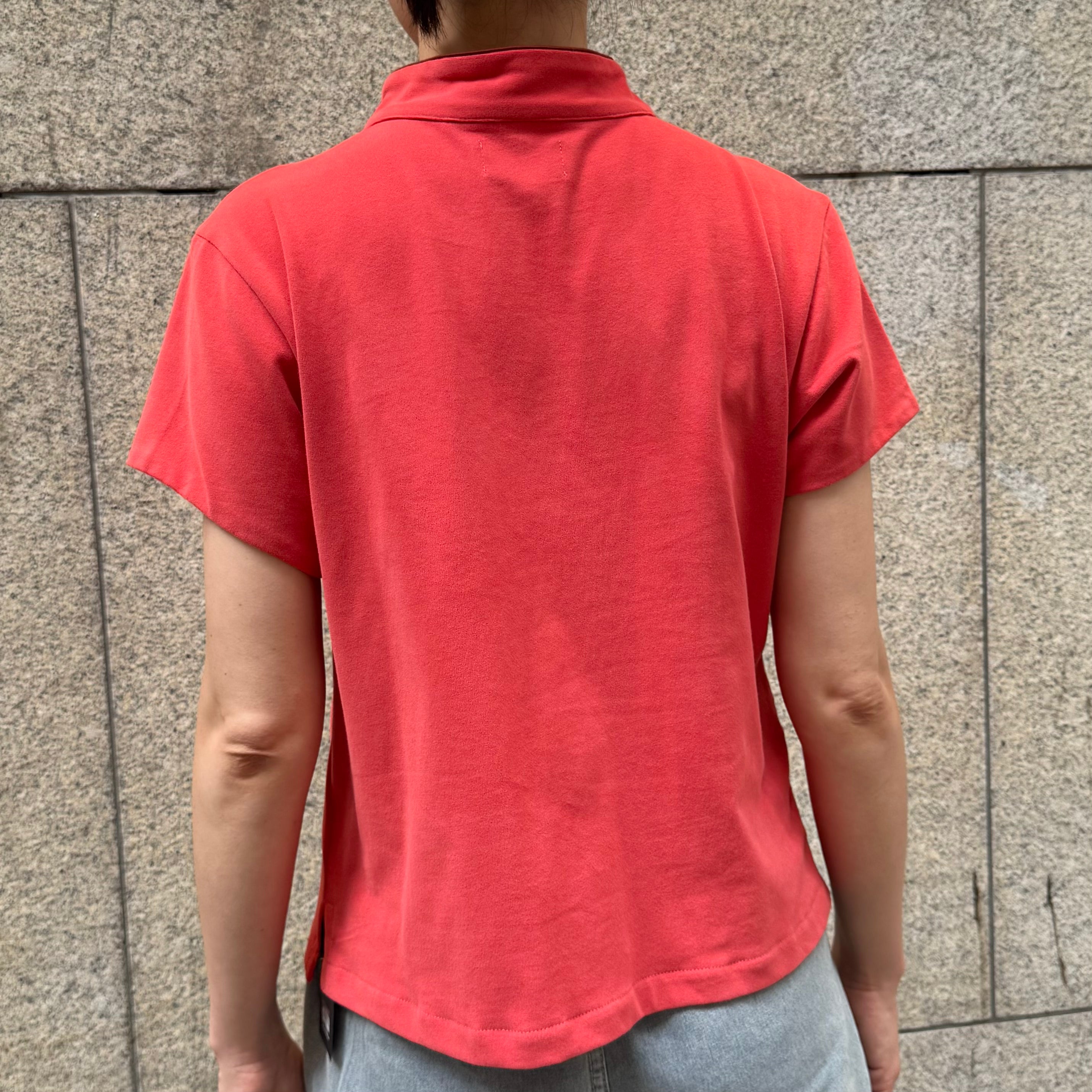 Cotton Qipolo Top with Jet Pocket, Red